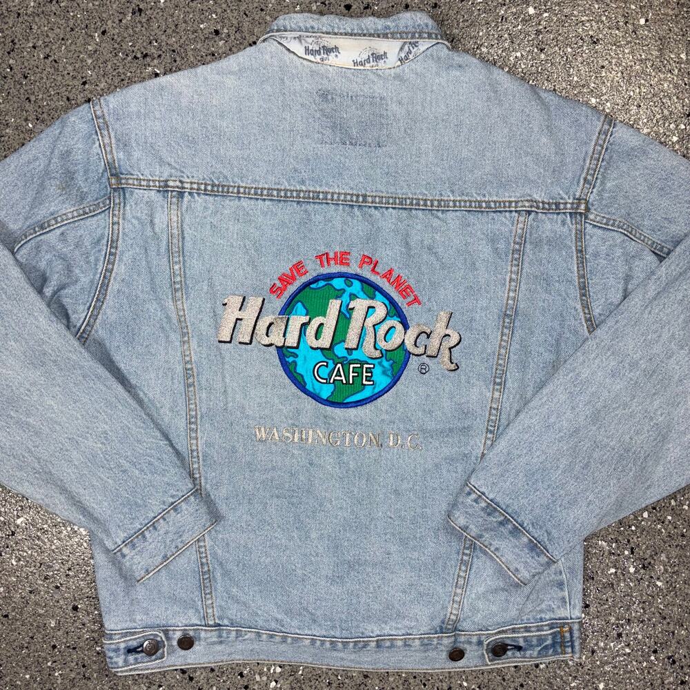 Vintage 1990s Hard Rock Cafe Save The Planet Denim Jacket